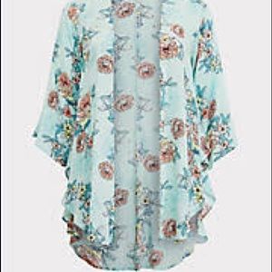 MINT GREEN FLORAL SHIRTTAIL KIMONO